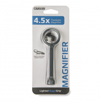 Zvětšovací sklo Carson Lighted MagniGrip™ 4.5x Power 1.1” LED Lighted Magnifier, Precision Tweezers